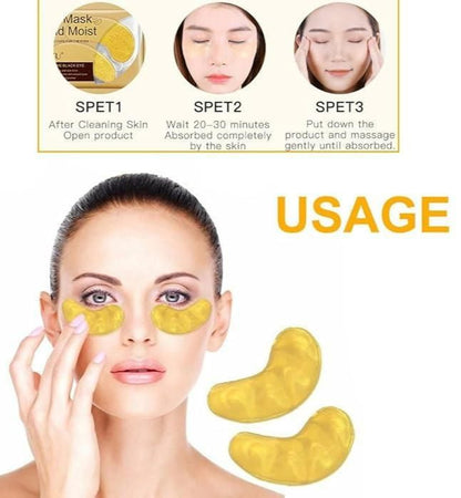 24k Gold & Collagen Eye Patches – Cooling Gel Pads for Dark Circles, Puffiness & Wrinkles